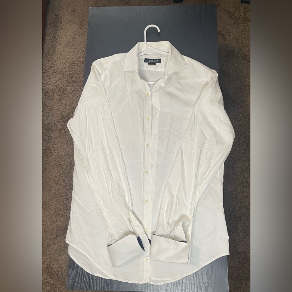 Zara White Men's Long-Sleeve Dress Shirt